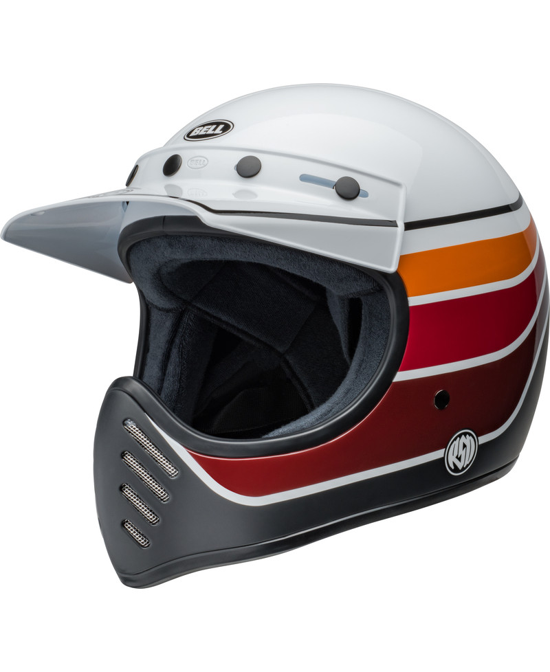 Capacete BELL Moto-3 RSD Saddleback Satin/Gloss - Branco/Preto Capacete BELL Moto-3 RSD Saddleback Satin/Gloss - Branco/Preto